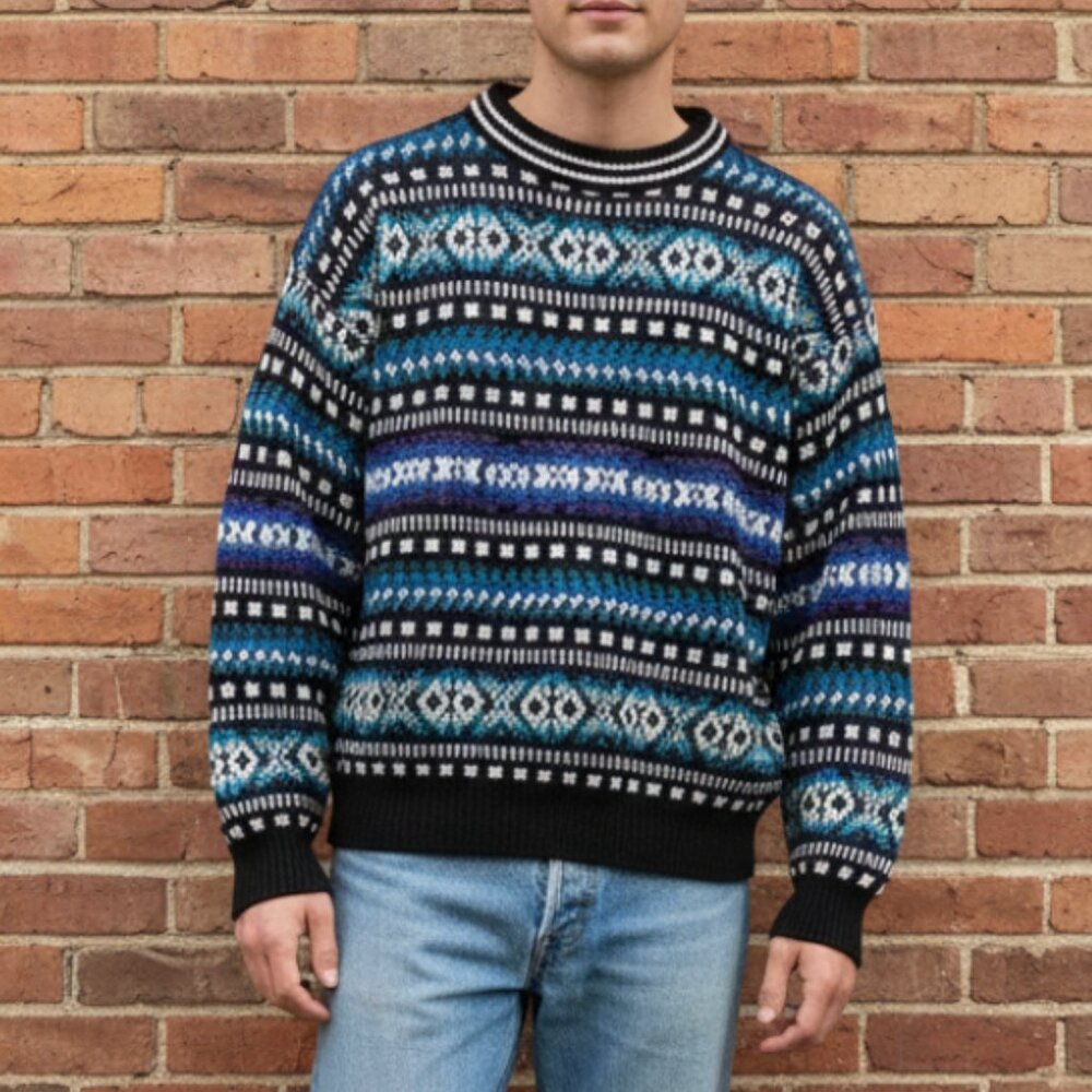 Vintage McGregor Sweater Crewneck Geometric Pattern Large Pullover Knitwear